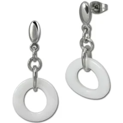 Amello Ohrringe Keramik Ring weiß Damen Edelstahlschmuck ESOX01W