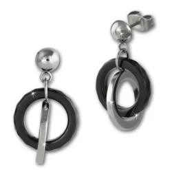 Amello Ohrringe Keramik Ringe schwarz Damen Edelstahlschmuck ESOX21S