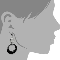 Amello Ohrringe Keramik Round schwarz Damen Edelstahlschmuck ESOX13S