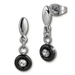 Amello Ohrringe Keramik Stein Zirkonia schwarz Damen Edelstahlschmuck ESOX35S