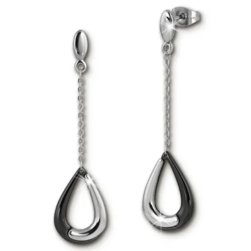 Amello Ohrringe Keramik Tropfen schwarz Damen Edelstahlschmuck ESOX26S
