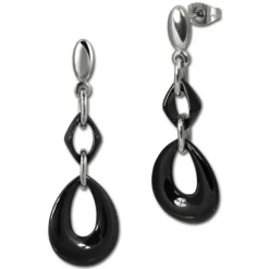Amello Ohrringe Keramik Tropfen schwarz Damen Edelstahlschmuck ESOX11S