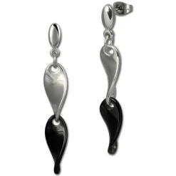 Amello Ohrringe Keramik Welle schwarz Damen Edelstahlschmuck ESOX08S