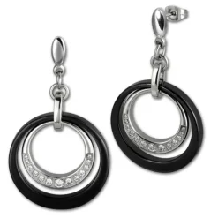 Amello Ohrringe Keramik Zirkonia schwarz Damen Edelstahlschmuck ESOX17S