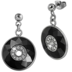 Amello Ohrringe Keramik Zirkonia schwarz Damen Edelstahlschmuck ESOX29S