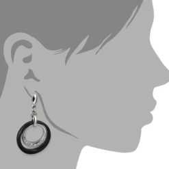 Amello Ohrringe Keramik Zirkonia schwarz Damen Edelstahlschmuck ESOX17S