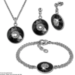 Amello Ohrringe Keramik Zirkonia schwarz Damen Edelstahlschmuck ESOX29S
