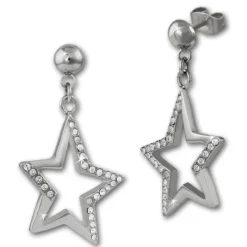 Amello Ohrringe Stern Zirkonia weiß Damen Edelstahlschmuck ESOX20W