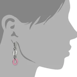 Amello Ohrstecker Oval Emaille rosa/weiß Ohrringe Damen Stahl ESOG01P