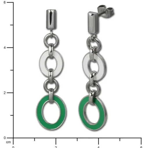 Amello Ohrstecker Oval Emaille grün/weiß Ohrringe Damen Stahl ESOG01G