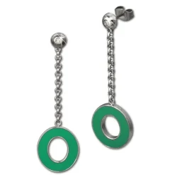 Amello Ohrstecker Oval Zirkonia Emaille grün Ohrringe Damen Stahl ESOG03G