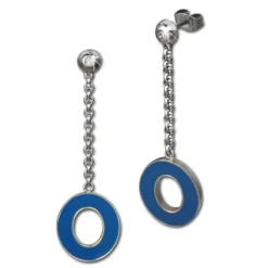 Amello Ohrstecker Oval Zirkonia Emaille blau Ohrringe Damen Stahl ESOG03B