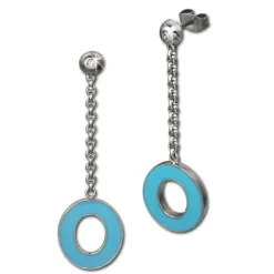 Amello Ohrstecker Oval Zirkonia Emaille türkis Ohrringe Damen Stahl ESOG03T