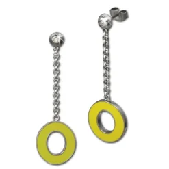 Amello Ohrstecker Oval Zirkonia Emaille gelb Ohrringe Damen Stahl ESOG03Y