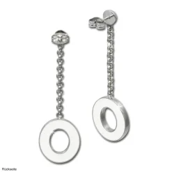 Amello Ohrstecker Oval Zirkonia Emaille grau Ohrringe Damen Stahl ESOG03K