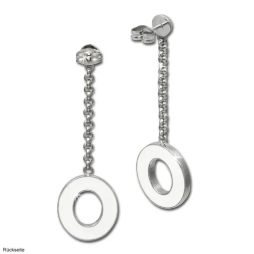 Amello Ohrstecker Oval Zirkonia Emaille rosa Ohrringe Damen Stahl ESOG03P