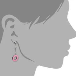 Amello Ohrstecker Oval Zirkonia Emaille rosa Ohrringe Damen Stahl ESOG03P