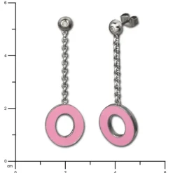 Amello Ohrstecker Oval Zirkonia Emaille rosa Ohrringe Damen Stahl ESOG03P