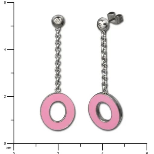 Amello Ohrstecker Oval Zirkonia Emaille rosa Ohrringe Damen Stahl ESOG03P