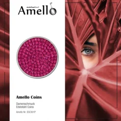 Amello Stahl Coin Zirkonia fuchsia für Coinsfassung Edelstahlschmuck ESC301P