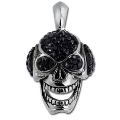 Amello Totenkopf Kettenanhänger schwarze Zirkonia Edelstahlschmuck ESHS50S