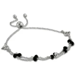 Armäleon Damenarmband Komplettset Kugeln schwarz Design+Verschluss 925er ARS005S