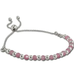 Armäleon Damenarmband Komplettset Kugeln rosa Design+Verschluss 925er ARS002A