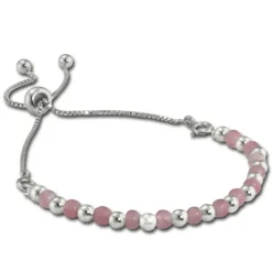 Armäleon Damenarmband Komplettset Kugeln rosa Design+Verschluss 925er ARS009A