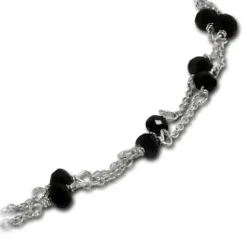 Armäleon Damenarmband Komplettset Kugeln schwarz Design+Verschluss 925er ARS005S