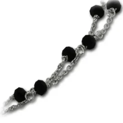 Armäleon Damenarmband Komplettset Kugeln schwarz Design+Verschluss 925er ARS012S