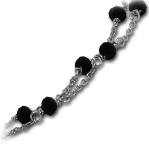 Armäleon Damenarmband Komplettset Kugeln schwarz Design+Verschluss 925er ARS012S