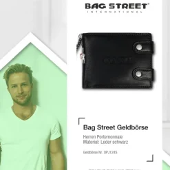 Bag Street Bikerbörse quer Leder schwarz Herren Brieftasche OPJ124S
