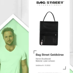 Bag Street Brustbeutel Leder schwarz Brusttasche Brustbörse OTJ503S