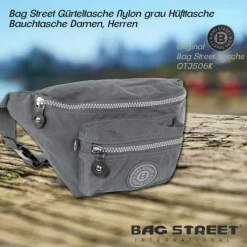 Bag Street Gürteltasche Nylon grau Hüfttasche Bauchtasche Damen, Herren OTJ506K