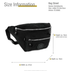 Bag Street Gürteltasche Nylon schwarz Hüfttasche Bauchtasche Damen OTJ506S