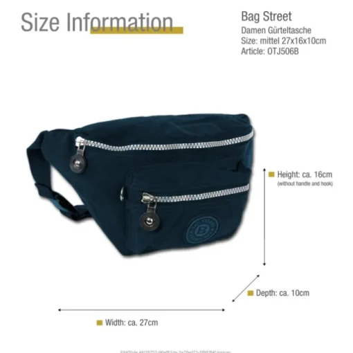 Bag Street Gürteltasche Nylon blau Hüfttasche Bauchtasche Damen, Herren OTJ506B