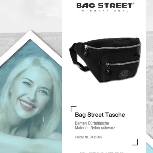 Bag Street Gürteltasche Nylon schwarz Hüfttasche Bauchtasche Damen OTJ506S