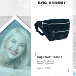 Bag Street Gürteltasche Nylon blau Hüfttasche Bauchtasche Damen, Herren OTJ506B