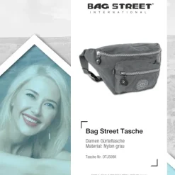 Bag Street Gürteltasche Nylon grau Hüfttasche Bauchtasche Damen, Herren OTJ506K