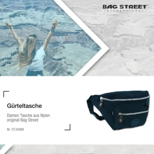 Bag Street Gürteltasche Nylon blau Hüfttasche Bauchtasche Damen, Herren OTJ506B