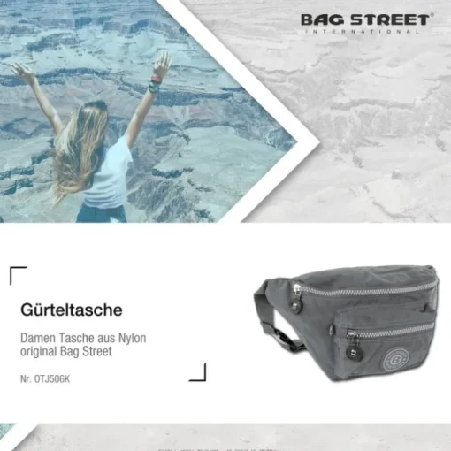 Bag Street Gürteltasche Nylon grau Hüfttasche Bauchtasche Damen, Herren OTJ506K