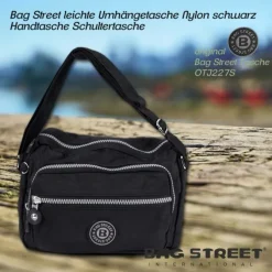 Bag Street leichte Nylon schwarz Handtasche OTJ227S