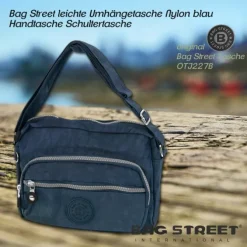 Bag Street leichte Nylon blau Handtasche OTJ227B