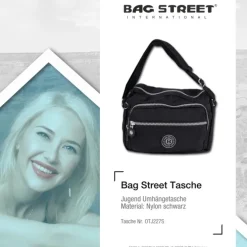 Bag Street leichte Nylon schwarz Handtasche OTJ227S
