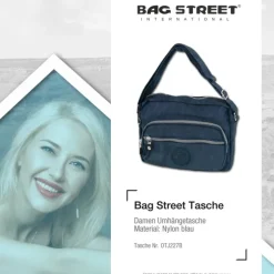 Bag Street leichte Nylon blau Handtasche OTJ227B