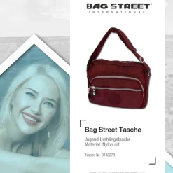 Bag Street leichte Nylon rot Handtasche OTJ227R