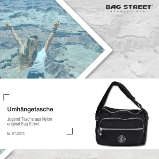 Bag Street leichte Nylon schwarz Handtasche OTJ227S