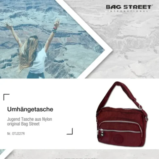 Bag Street leichte Nylon rot Handtasche OTJ227R