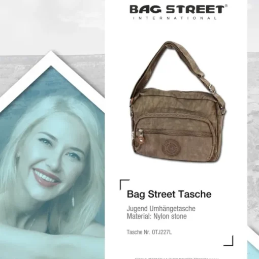 Bag Street leichte Nylon stone Handtasche OTJ227L