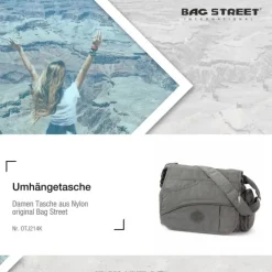 Bag Street Nylon grau Modische Überschlagtasche Crossover OTJ214K